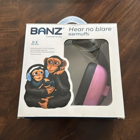 NWT - Banz Pink/Black “Hear No Blare” Noise Reducing Earmuffs for Kids-Age 0-2 - Picture 9 of 9